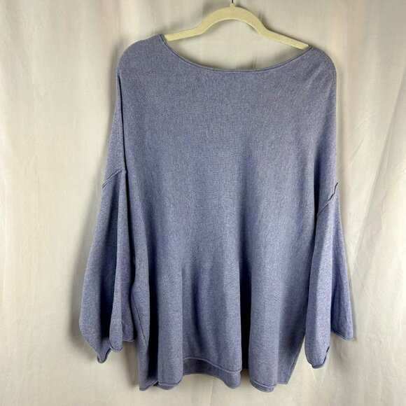 J Jill Pure Jill Bushed Soft Luxe Seamed Top Women Large Blue Cashmere Pockets - Picture 6 of 7